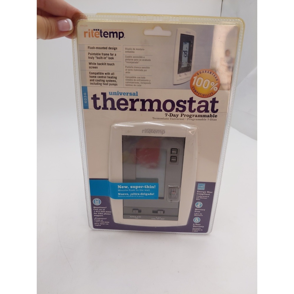 RiteTemp Universal Thermostat 7-Day Programmable 6036 NEW SEALED Home